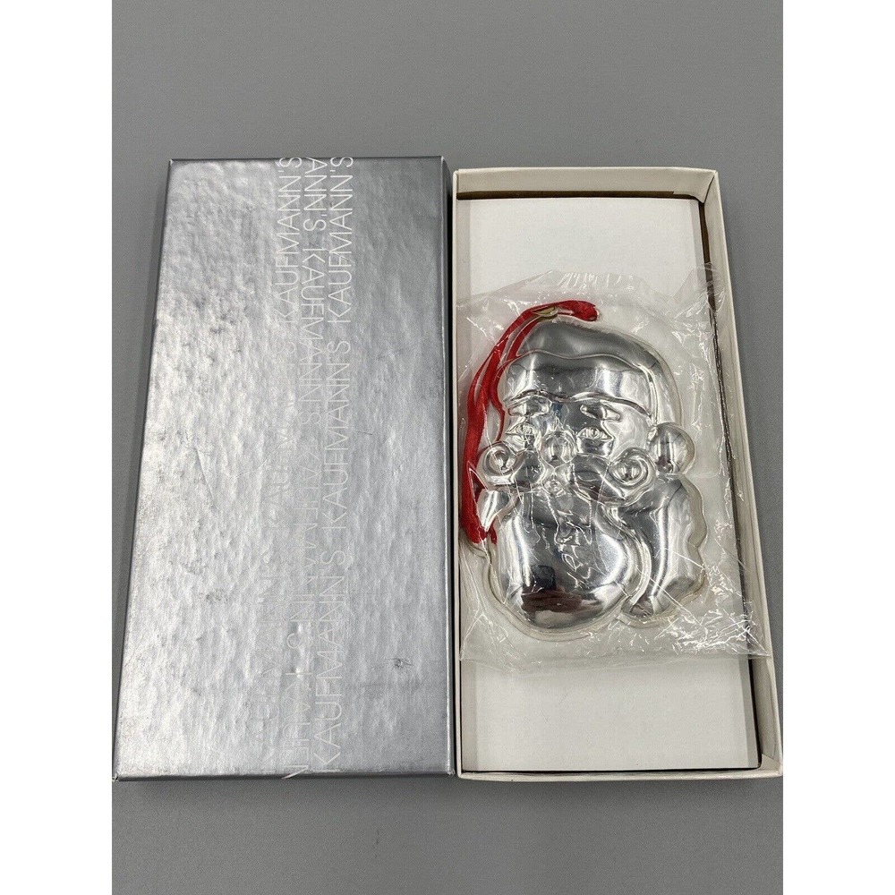 Vtg Royal Limited 3”‎ Silver Santa Claus Christmas Ornament Kaufmann’s